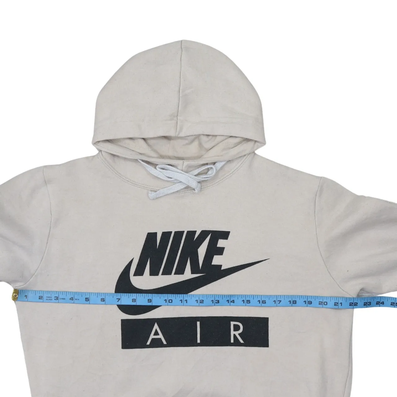 Nike Beige Cream Hoodie Men's Medium Printed Air Logo Front Pocket Pullover Sweatshirt sold by Vintage Club product image thumbnail 5