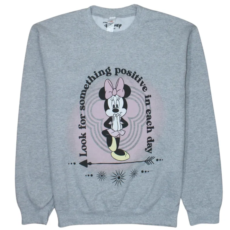 Disney Grey Sweatshirt Women's Small Minnie Mouse Printed Graphic Crewneck Pullover Fleece Top sold by Vintage Club