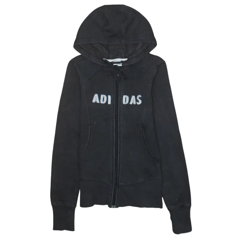 Adidas Black Hoodie Women’s Small Full Zip Embroidered Logo Fleece Lined Sweatshirt sold by Vintage Club