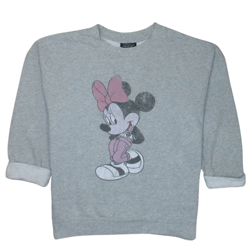 Disney Grey Sweatshirt Women’s XLarge Printed Minnie Mouse Graphic Crewneck Pullover Top sold by Vintage Club
