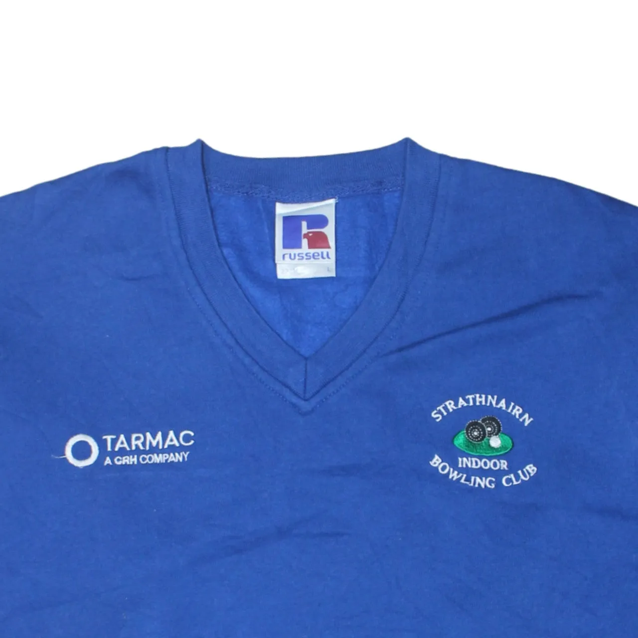 Russell Athletic Royal Blue Sweatshirt Men's Large Embroidered Bowling Club Logo Pullover Jumper sold by Vintage Club product image thumbnail 3