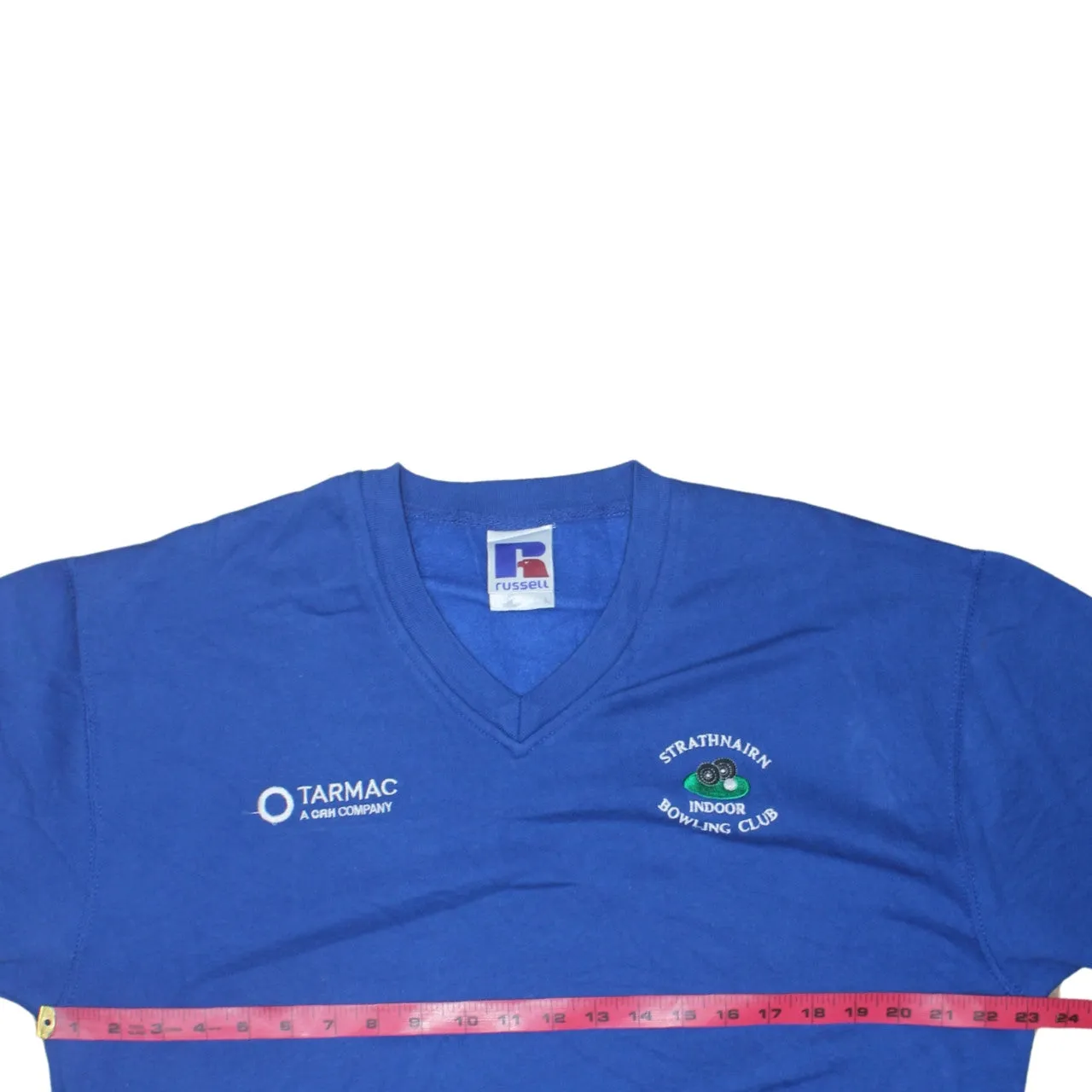 Russell Athletic Royal Blue Sweatshirt Men's Large Embroidered Bowling Club Logo Pullover Jumper sold by Vintage Club product image thumbnail 5