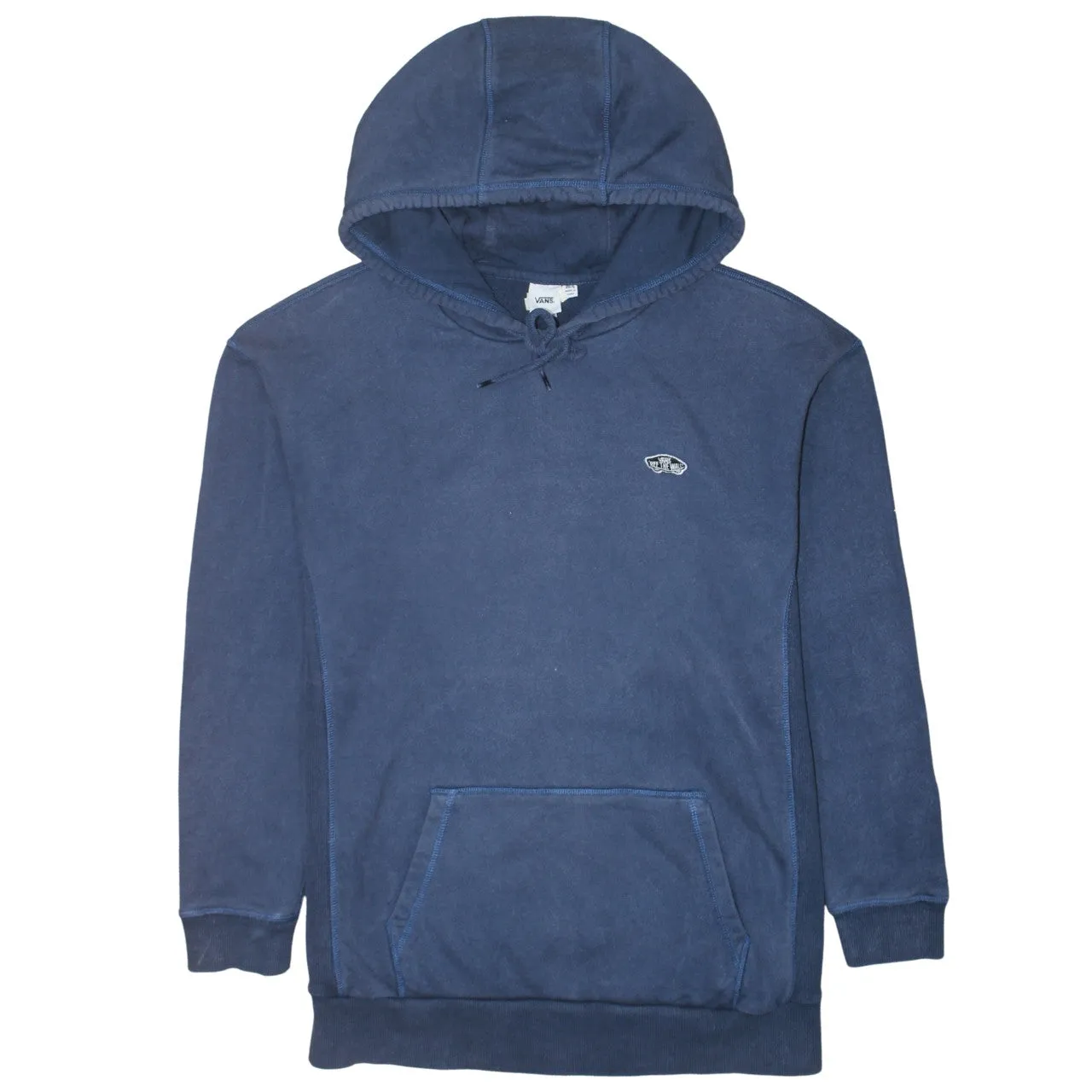 VANS Navy Blue Hoodie Men's XSmall Embroidered Chest Logo Front Pocket Pullover Sweatshirt sold by Vintage Club