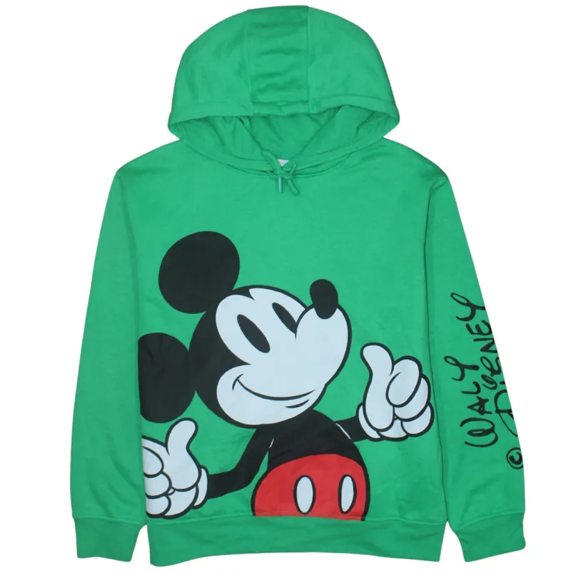 Disney Green Hoodie Women’s Small Mickey Mouse Printed Graphic Pullover Sweatshirt sold by Vintage Club
