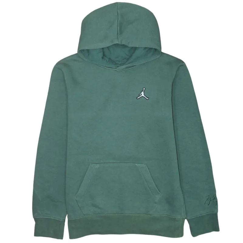 Jordan Green Hoodie Women’s Large Embroidered Jumpman Logo Front Pouch Pullover Sweatshirt sold by Vintage Club