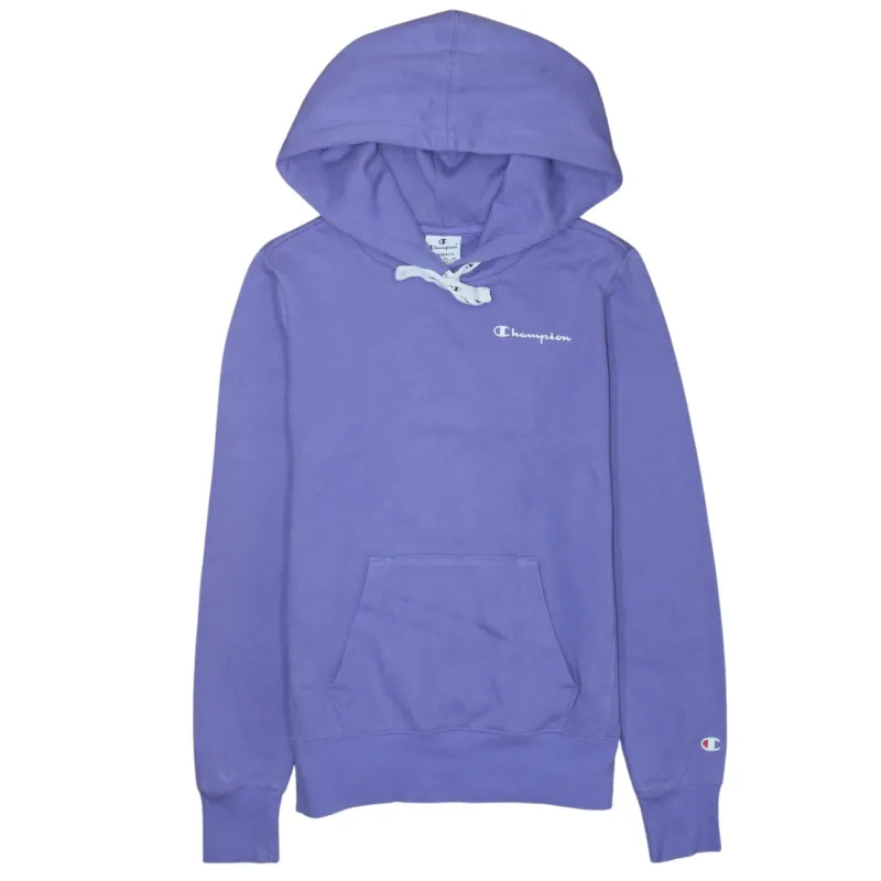 Champion Purple Hoodie Women’s XSmall Embroidered Chest Logo Spellout Front Pocket Sweatshirt made by Champion