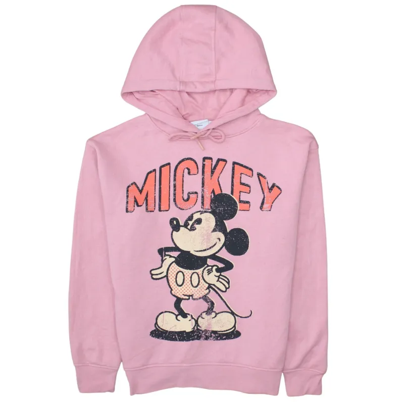 Disney Pink Hoodie Women’s Small Mickey Mouse Printed Graphic Pullover Sweatshirt sold by Vintage Club