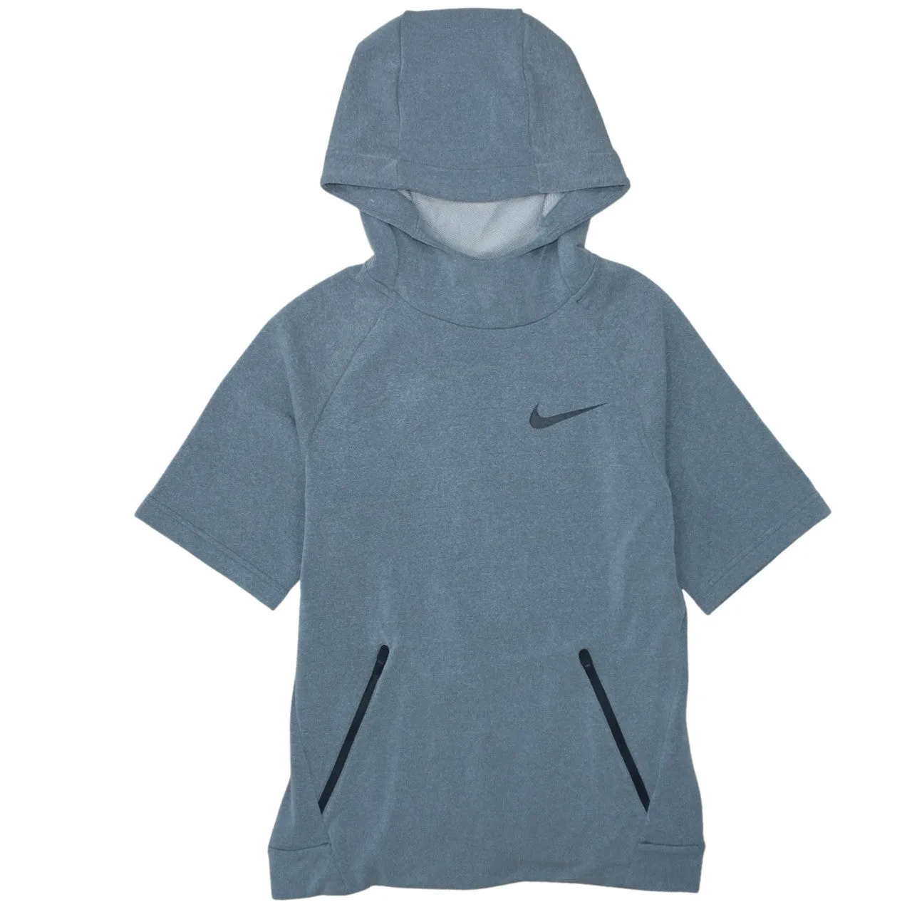 Nike Grey Hoodie Women’s XSmall Short Sleeve Printed Swoosh Zip Pockets Pullover Top sold by Vintage Club