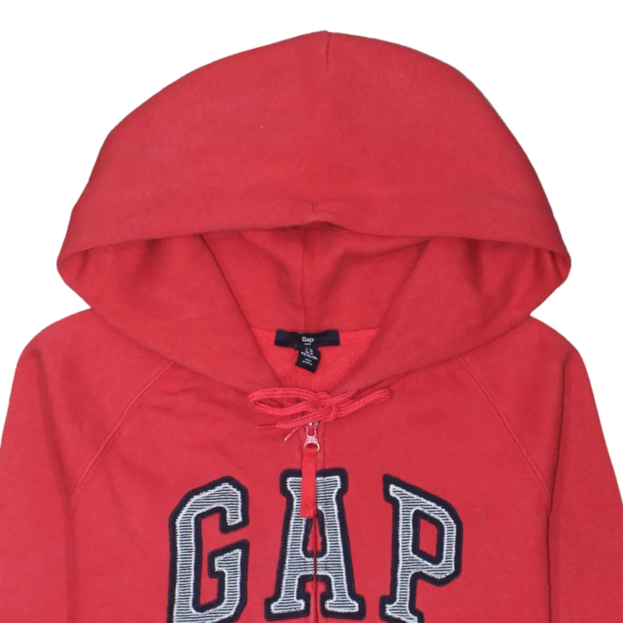 Gap Red Zip Hoodie Women's Medium Embroidered Logo Drawstring Hood Split Pockets Sweatshirt sold by Vintage Club product image thumbnail 3