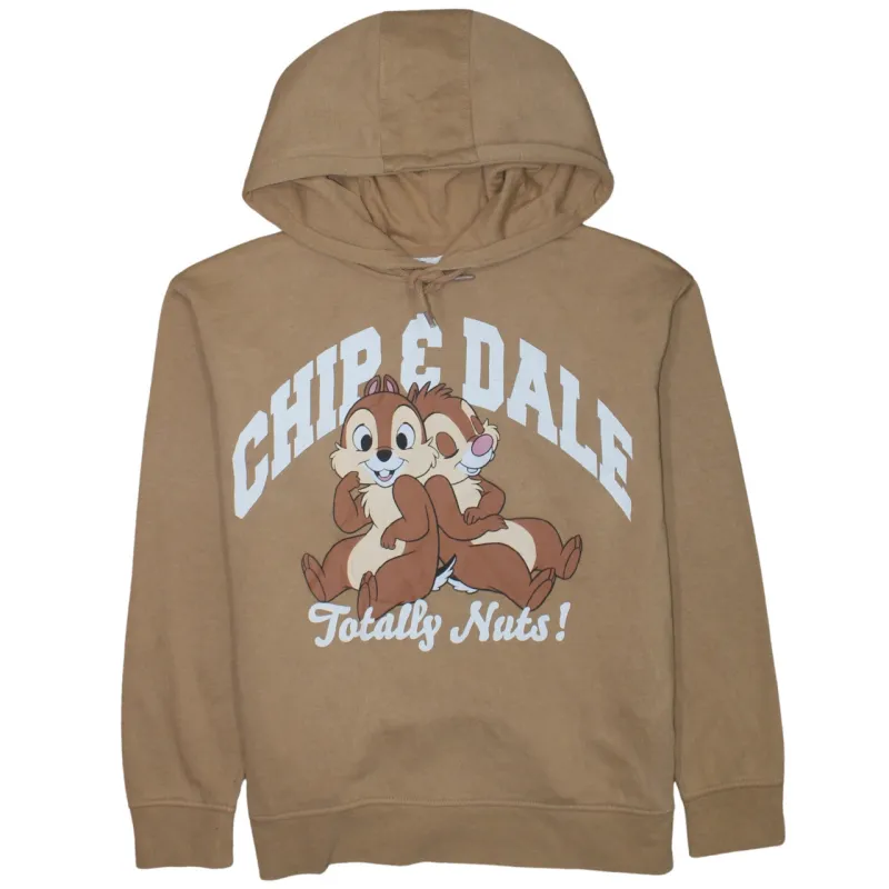 Disney Tan Brown Hoodie Women’s Small Chip Dale Printed Graphic Pullover Sweatshirt made by Disney