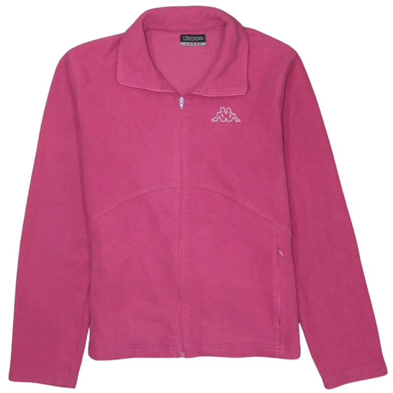 Kappa Pink Fleece Jacket Women's Large Embroidered Chest Logo Full Zip Lightweight Top made by Kappa