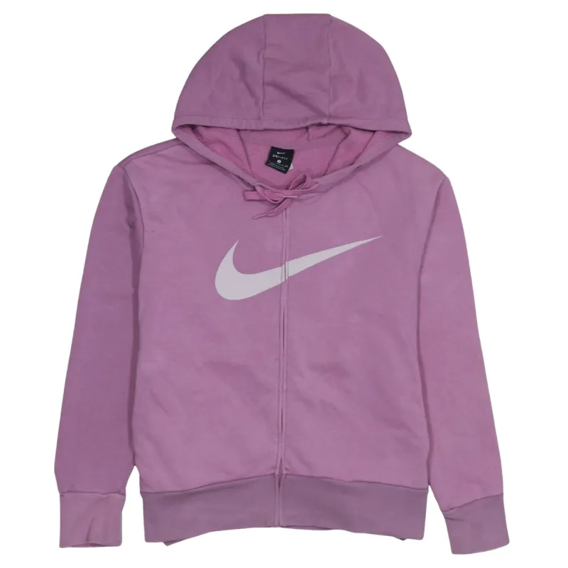 Nike Pink Full Zip Hoodie Men’s Small Printed Swoosh Logo Drawstring Hood Sweatshirt made by Nike