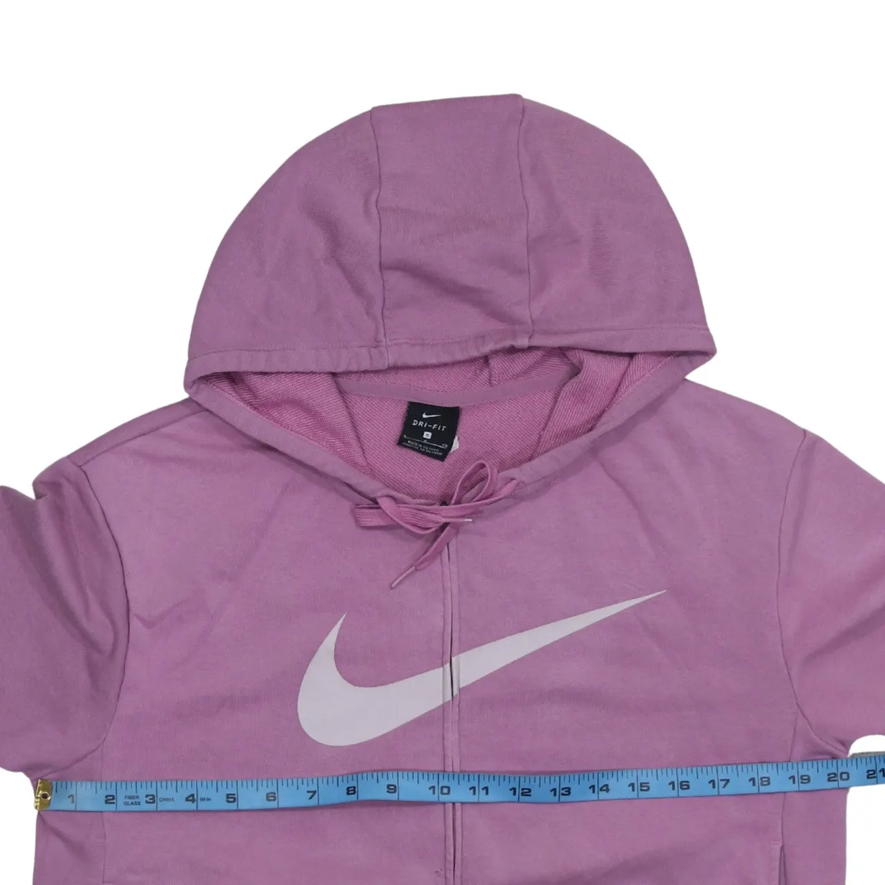 Nike Pink Full Zip Hoodie Men’s Small Printed Swoosh Logo Drawstring Hood Sweatshirt sold by Vintage Club product image thumbnail 5