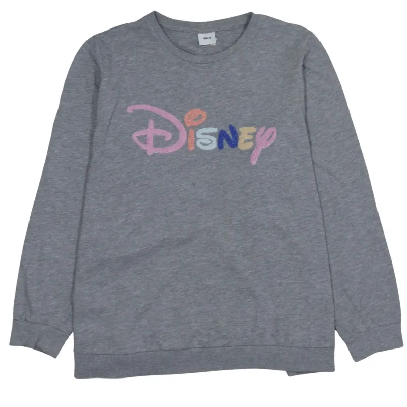 Disney Grey Sweatshirt Women's XXLarge Embroidered Multicolour Logo Crewneck Pullover Jumper sold by Vintage Club