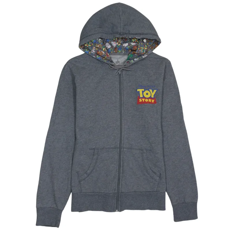 Disney Grey Zip Hoodie Men's XSmall Toy Story Printed Logo Lined Hood Sweatshirt sold by Vintage Club