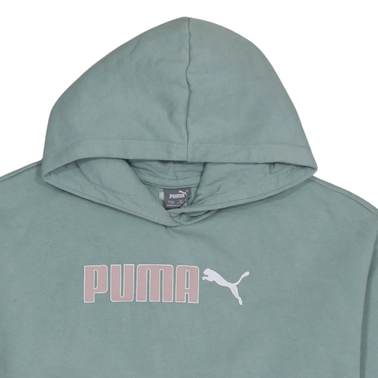 Puma Sage Green Hoodie Women’s Large Printed Logo Front Pocket Pullover Sweatshirt sold by Vintage Club product image thumbnail 3