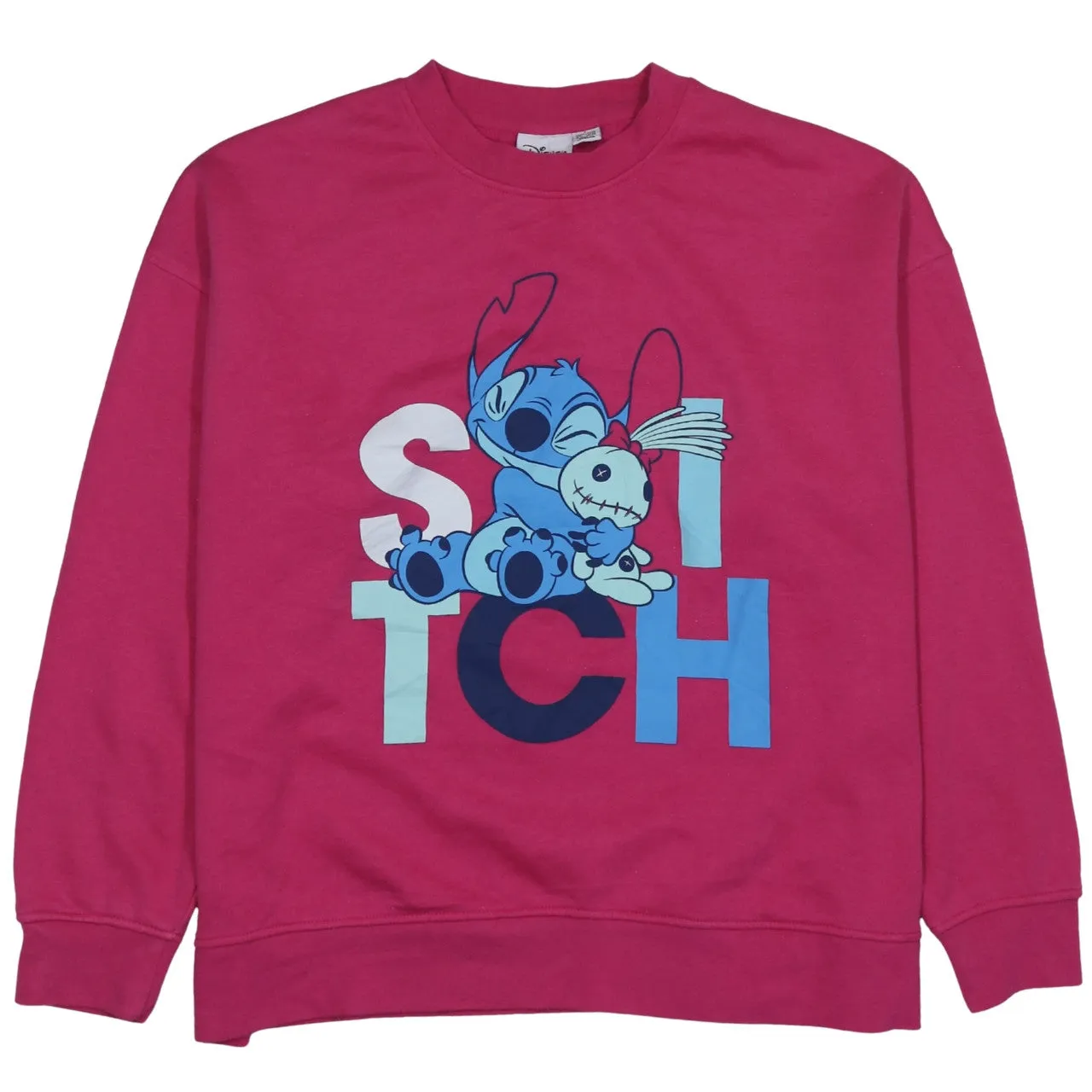 Disney Pink Stitch Sweatshirt Women's Large Printed Graphic Crewneck Pullover Fleece Top sold by Vintage Club