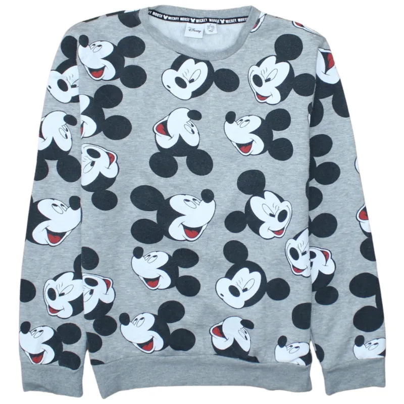 Disney Grey Mickey Mouse Sweatshirt Women's Small All Over Printed Graphic Pullover Top sold by Vintage Club
