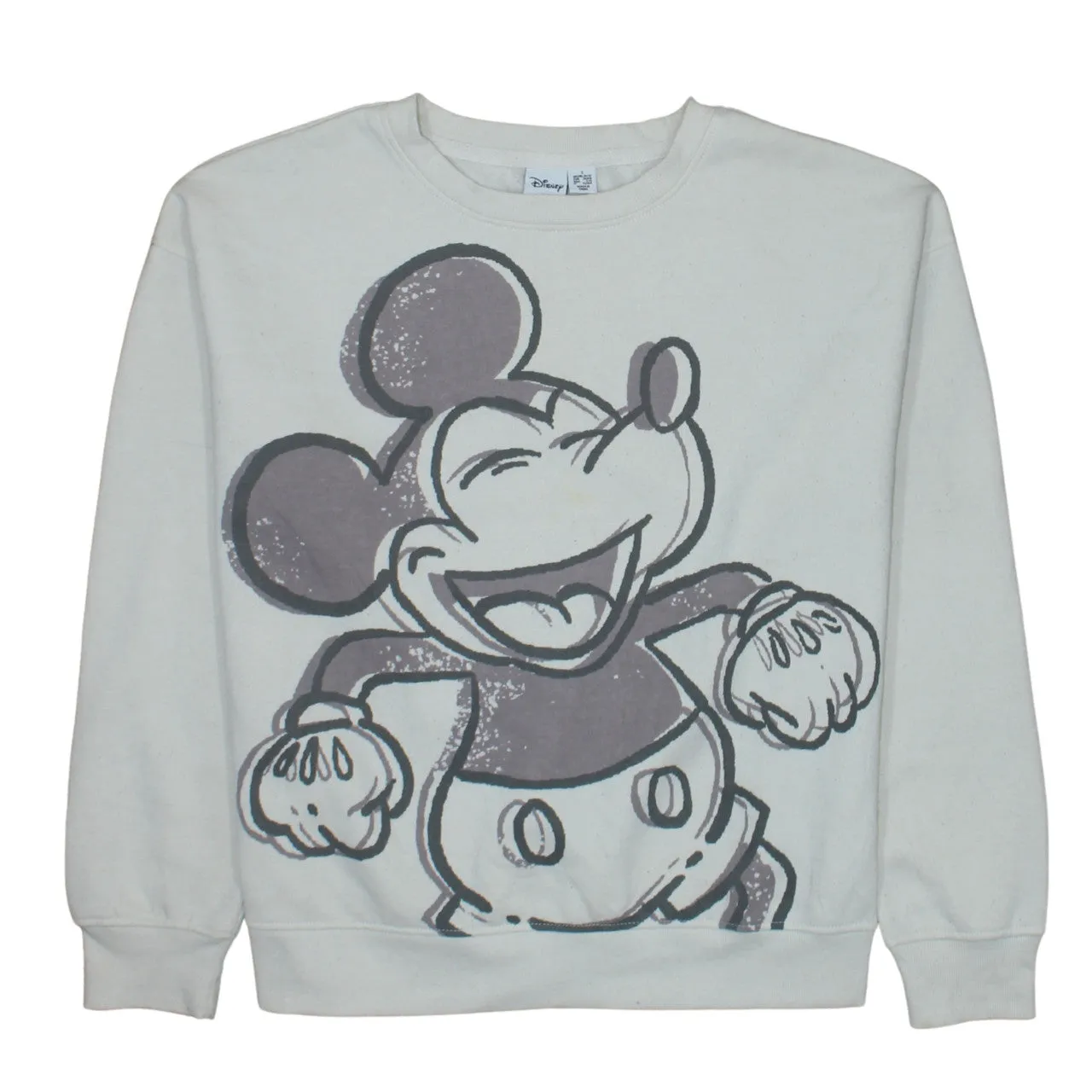 Disney Beige Cream Sweatshirt Women's Small Printed Mickey Mouse Graphic Pullover Top sold by Vintage Club