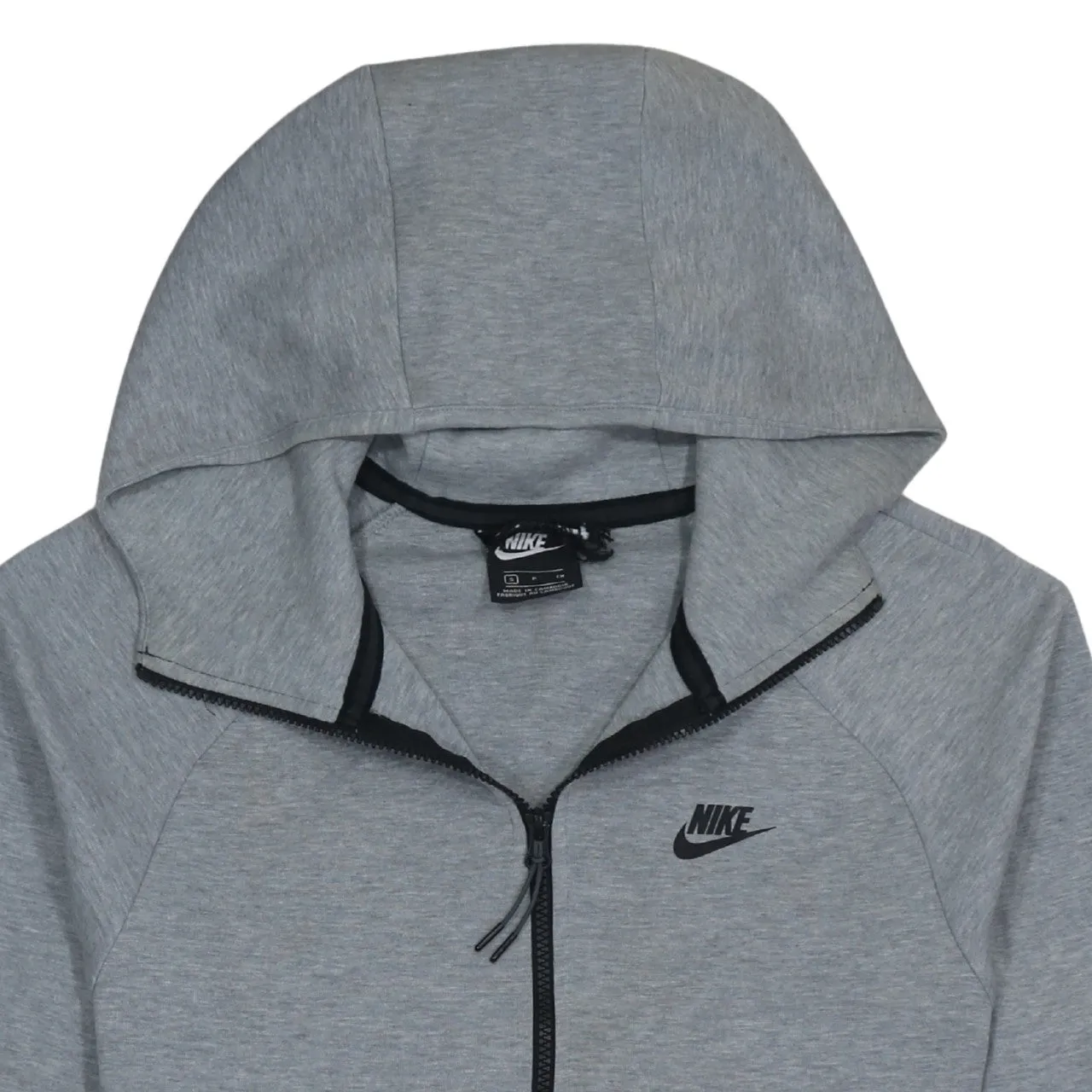Nike Grey Full Zip Hoodie Men's Small Embroidered Swoosh Split Pockets Casual Sweatshirt sold by Vintage Club product image thumbnail 3