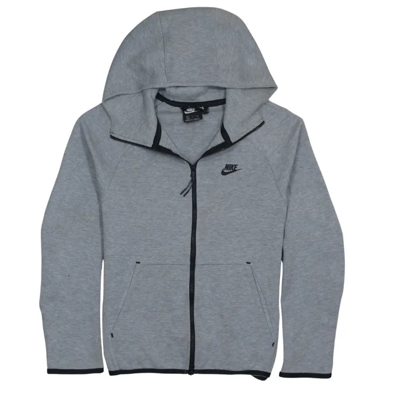 Nike Grey Full Zip Hoodie Men's Small Embroidered Swoosh Split Pockets Casual Sweatshirt sold by Vintage Club