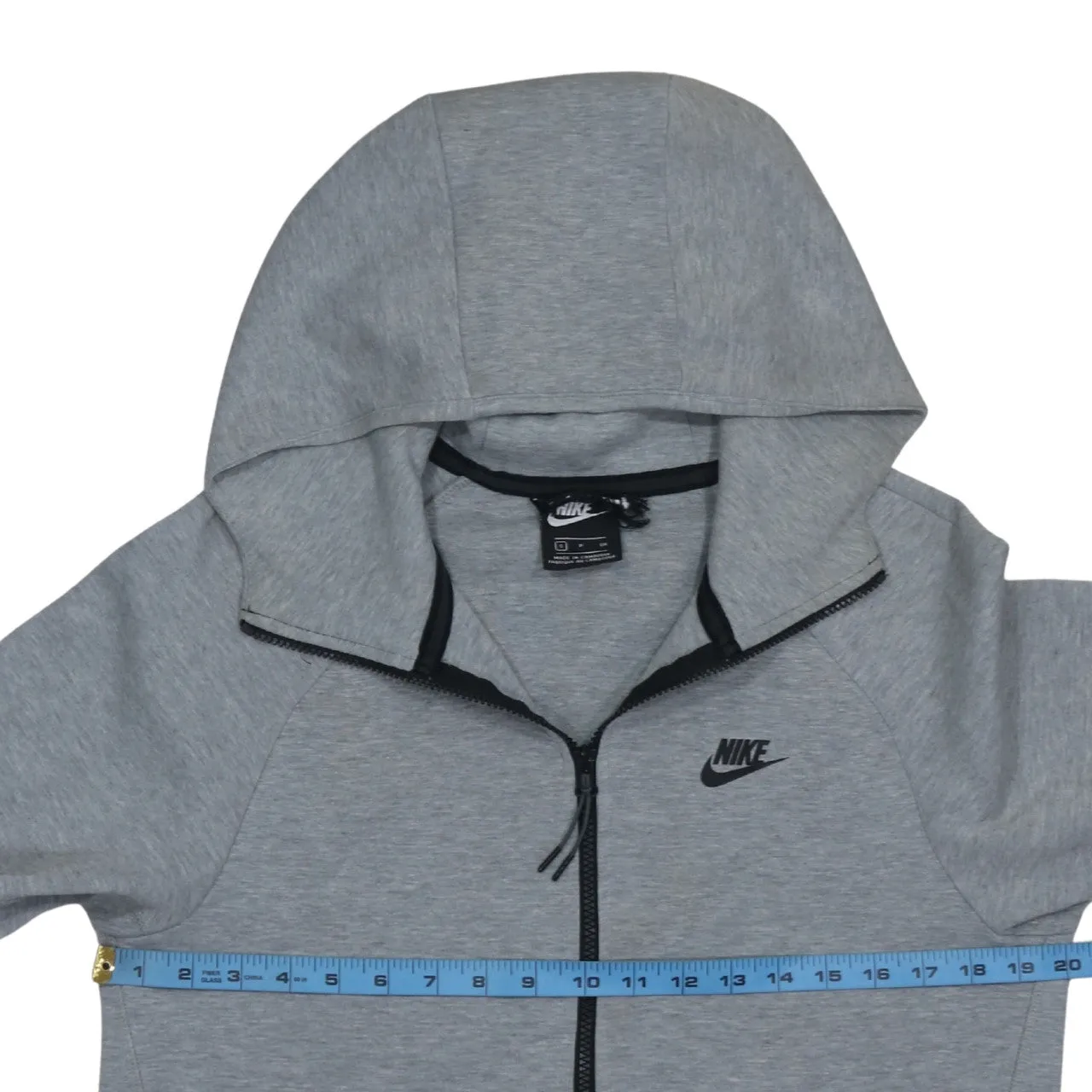 Nike Grey Full Zip Hoodie Men's Small Embroidered Swoosh Split Pockets Casual Sweatshirt sold by Vintage Club product image thumbnail 5