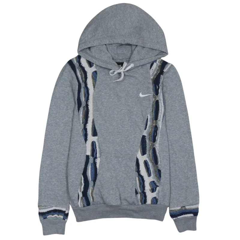 Nike Grey Hoodie Women’s Small Embroidered Swoosh Patterned Panel Pullover Sweatshirt sold by Vintage Club
