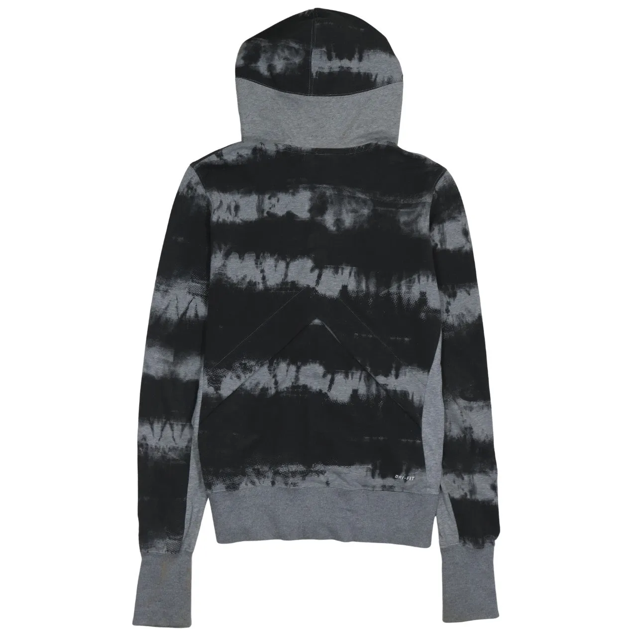 Nike Black Grey Hoodie Women’s Large Full Zip Tie Dye Print Thumb Hole Cuffs Sweatshirt sold by Vintage Club product image thumbnail 2