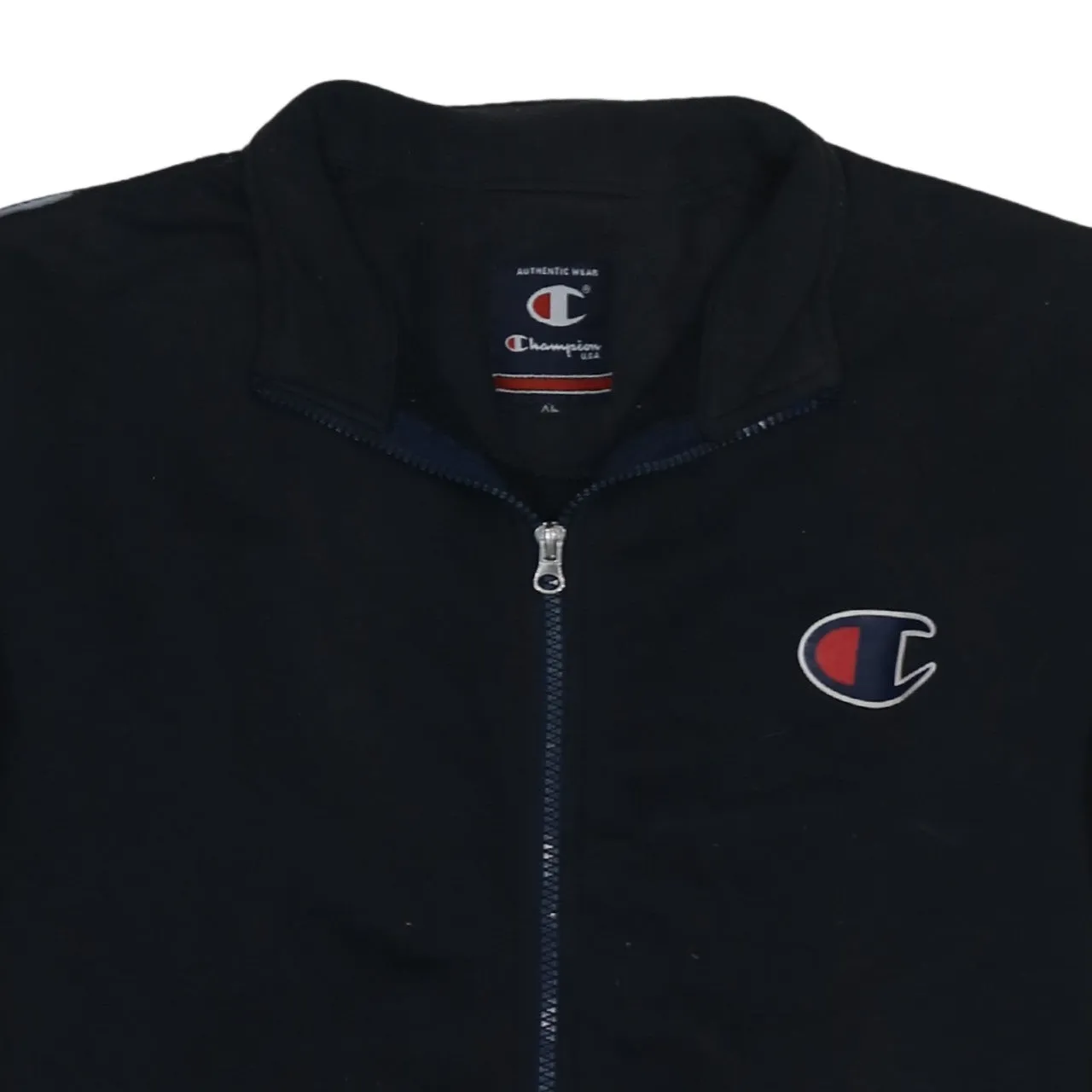 Champion Black Full Zip Sweatshirt Women’s XLarge Embroidered C Logo Tape Sleeve Track Top sold by Vintage Club product image thumbnail 3