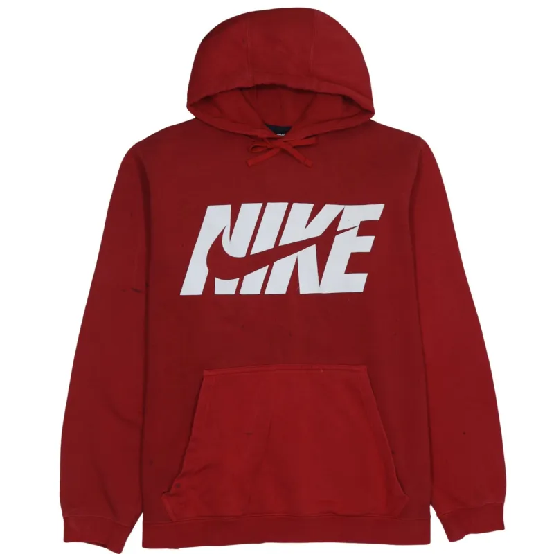 Nike Burgundy Red Hoodie Women’s XXLarge Printed Logo Front Pouch Pullover Sweatshirt made by Nike