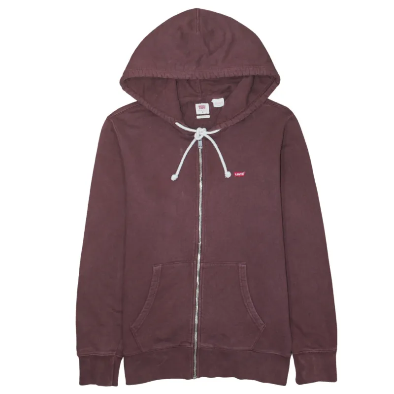 Levi's Burgundy Red Hoodie Men's Small Zip Front Drawstring Logo Pocket Sweatshirt made by Levi's