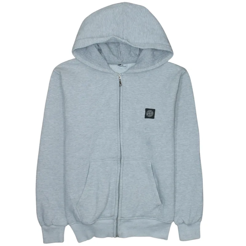 Stone Island Light Grey Zip Hoodie Women’s Medium Badge Logo Fleece Lined Sweatshirt sold by Vintage Club