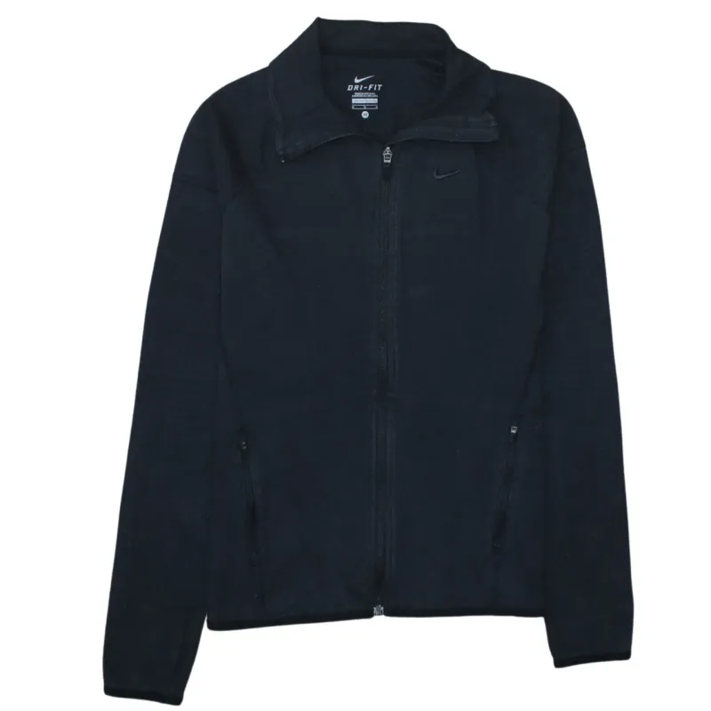 Nike Black Full Zip Jacket Women’s Medium Embroidered Swoosh Dri-FIT Zip Pockets Track Top made by Nike