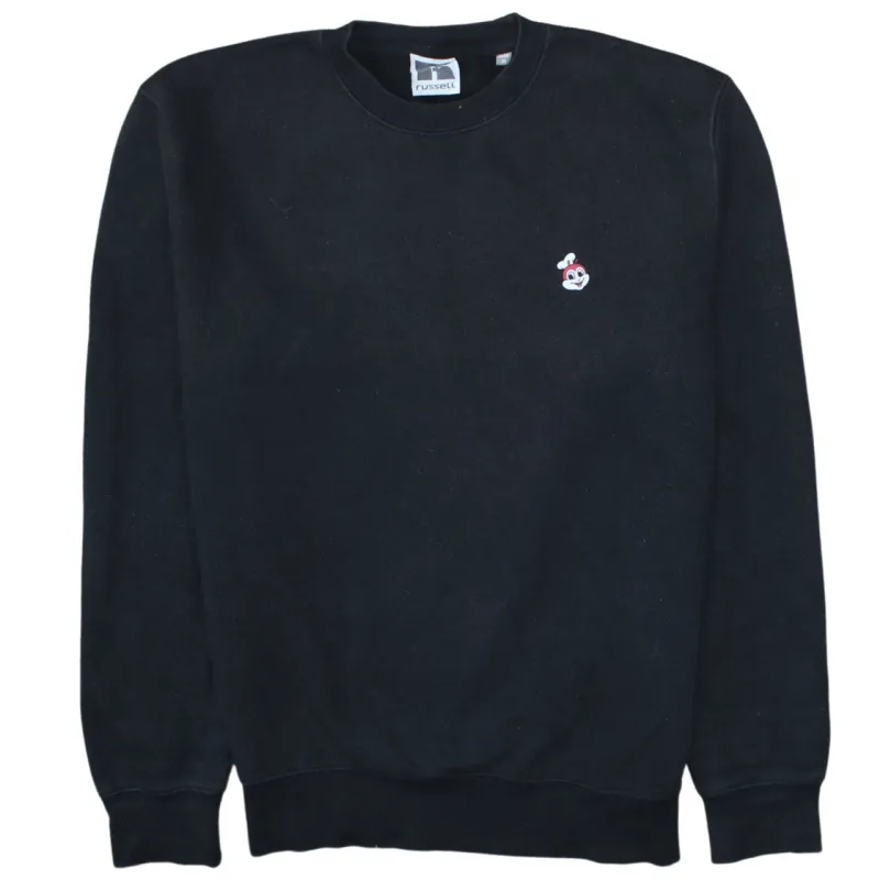 Russell Black Sweatshirt Men's Medium Jollibee Back Print Embroidered Chest Logo Pullover made by Russell Athletic