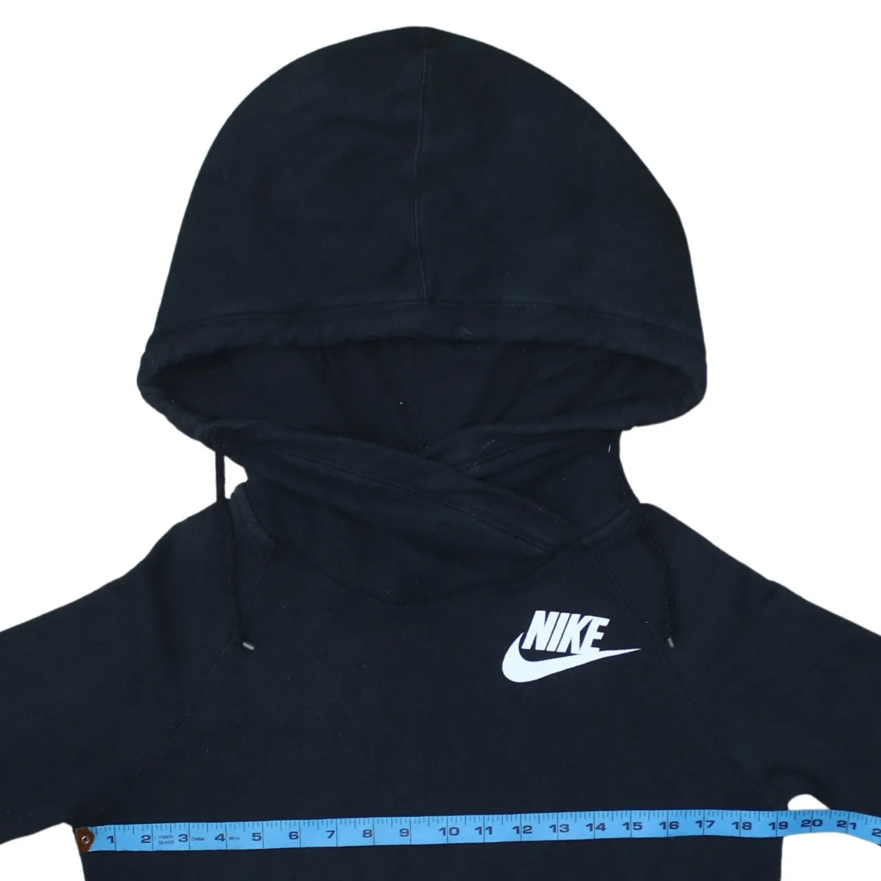 Nike Black Hoodie Women’s Medium Printed Swoosh Logo Front Pouch Pullover Sweatshirt sold by Vintage Club product image thumbnail 5