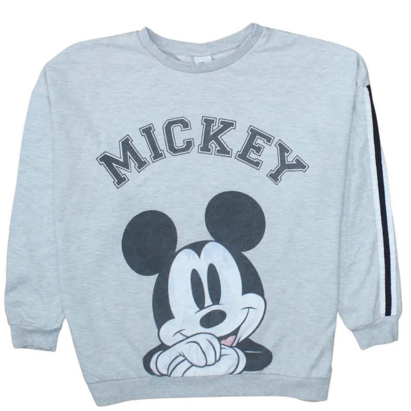 Disney Grey Mickey Mouse Sweatshirt Women's XXLarge Printed Graphic Stripe Sleeve Pullover Top sold by Vintage Club