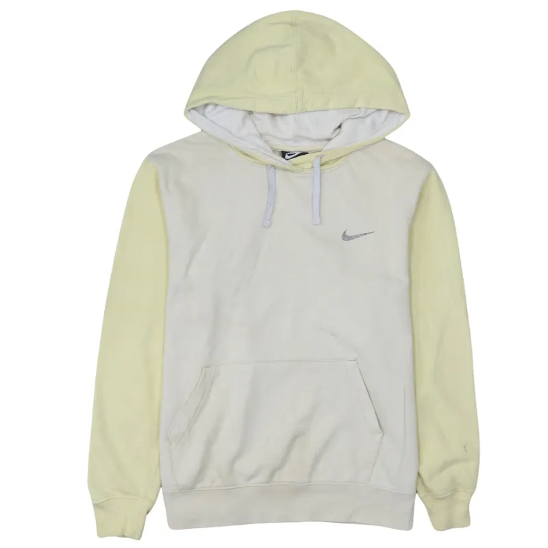 Nike Beige Cream Hoodie Men's Small Embroidered Swoosh Front Pocket Pullover Sweatshirt sold by Vintage Club