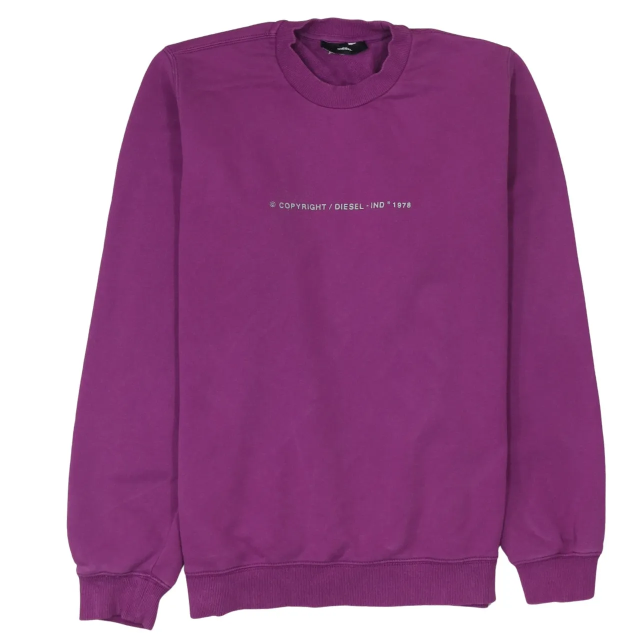 Diesel Purple Sweatshirt Men's Medium Printed Logo Crewneck Pullover Jumper Fleece Top sold by Vintage Club