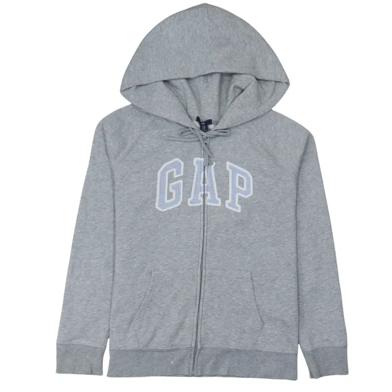 Gap Grey Zip Hoodie Women’s XLarge Embroidered Logo Split Pockets Fleece Lined Sweatshirt sold by Vintage Club