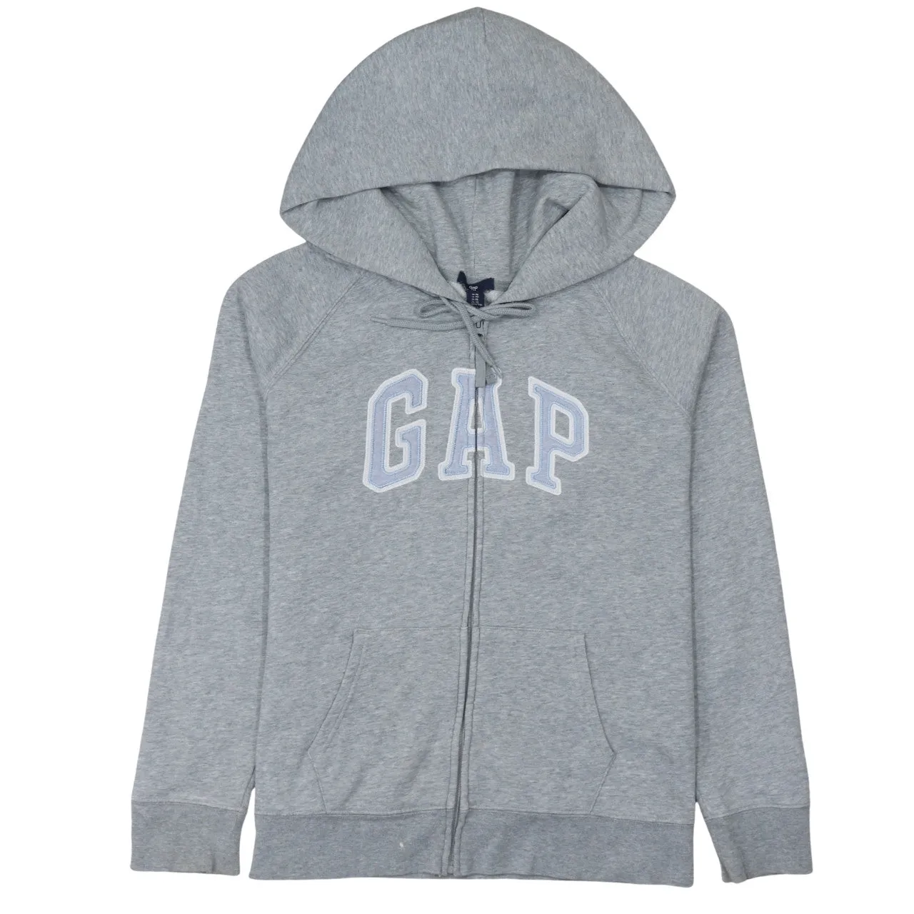 Gap Grey Zip Hoodie Women’s XLarge Embroidered Logo Split Pockets Fleece Lined Sweatshirt sold by Vintage Club