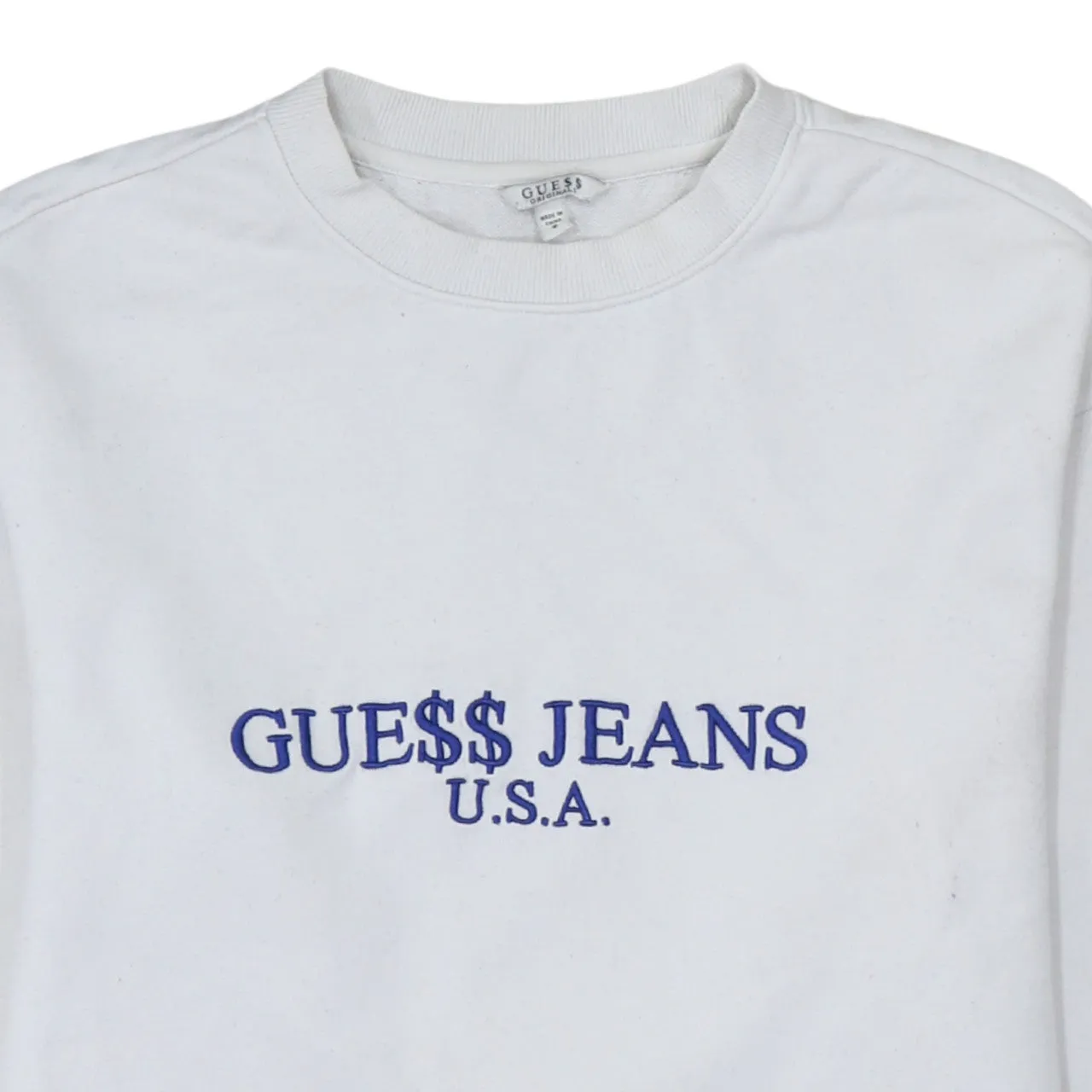 Guess White Sweatshirt Men's Small Embroidered Guess Jeans USA Logo Crewneck Pullover sold by Vintage Club product image thumbnail 3