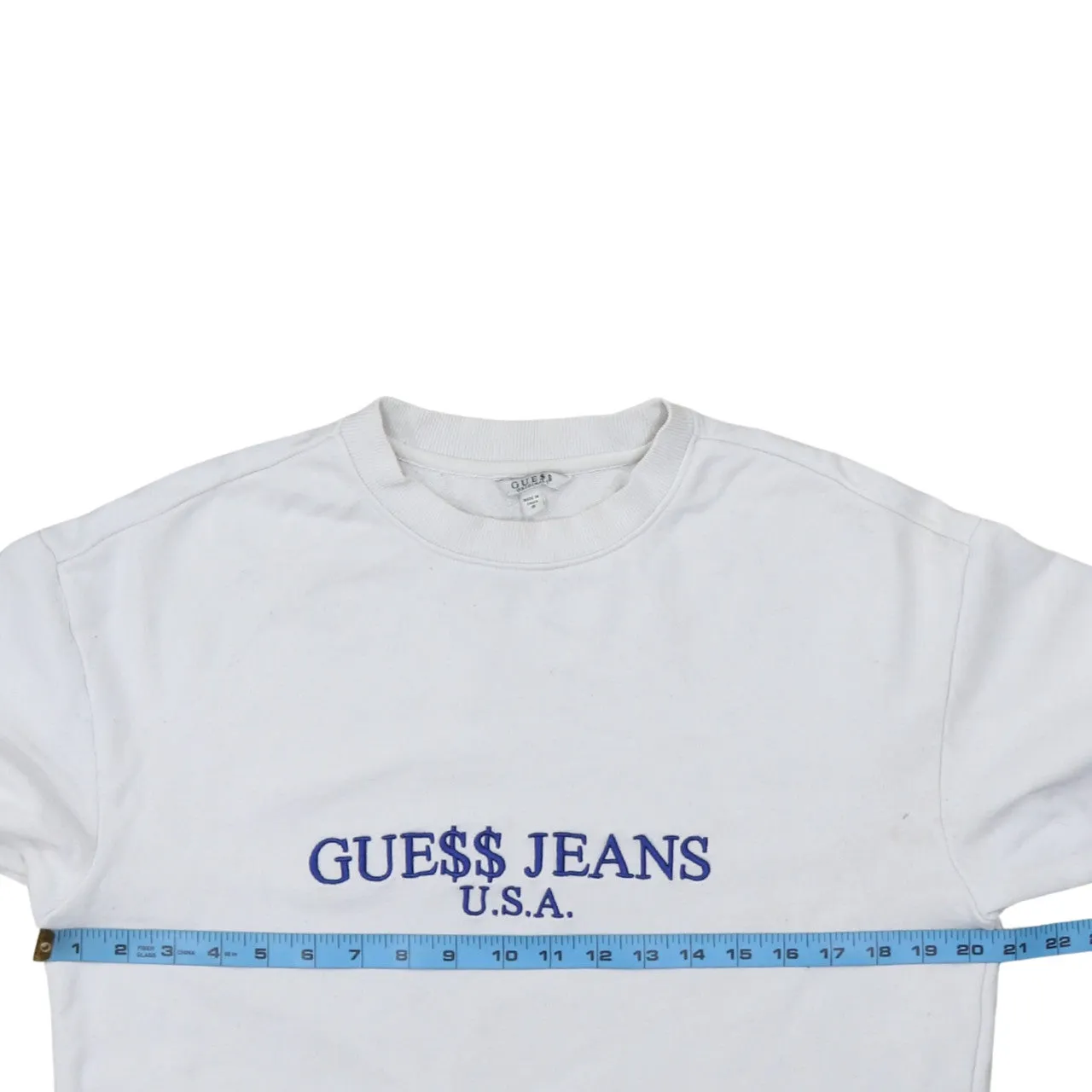 Guess White Sweatshirt Men's Small Embroidered Guess Jeans USA Logo Crewneck Pullover sold by Vintage Club product image thumbnail 5