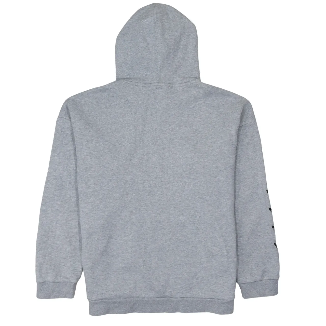 Adidas Grey Hoodie Women’s Large Trefoil Sleeve Print Drawstring Pullover Sweatshirt sold by Vintage Club product image thumbnail 2