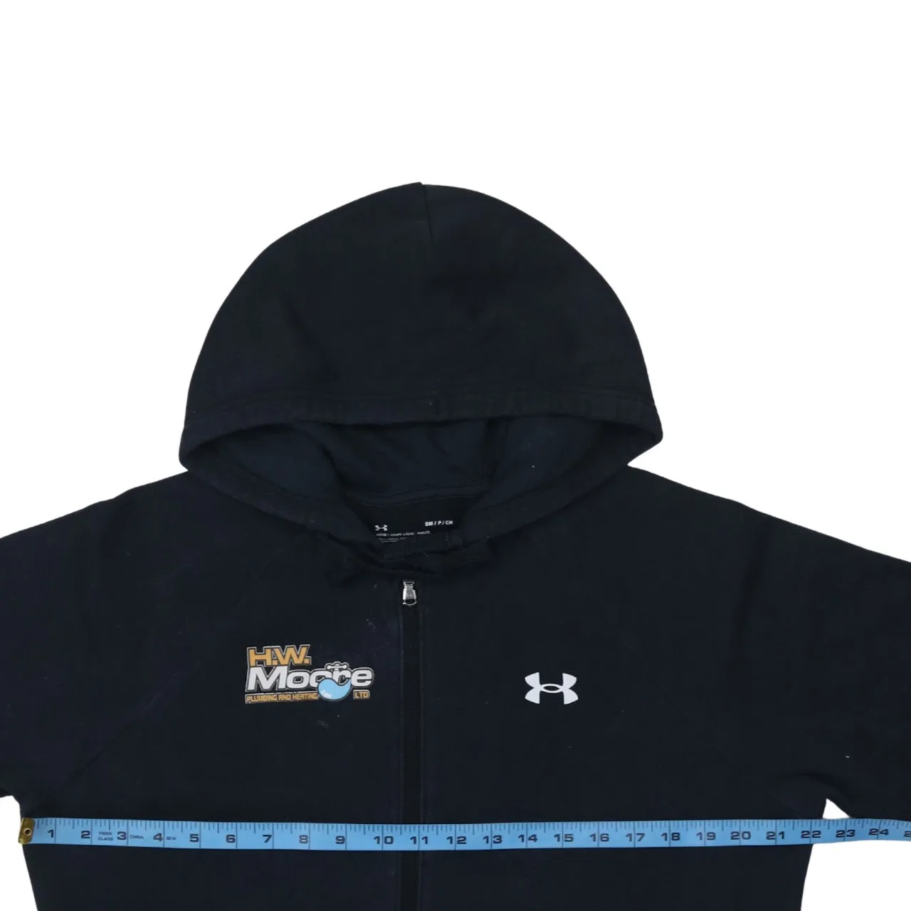 Under Armour Black Full Zip Hoodie Men's Small Printed Chest Logos Front Pockets Fleece Sweatshirt sold by Vintage Club product image thumbnail 5