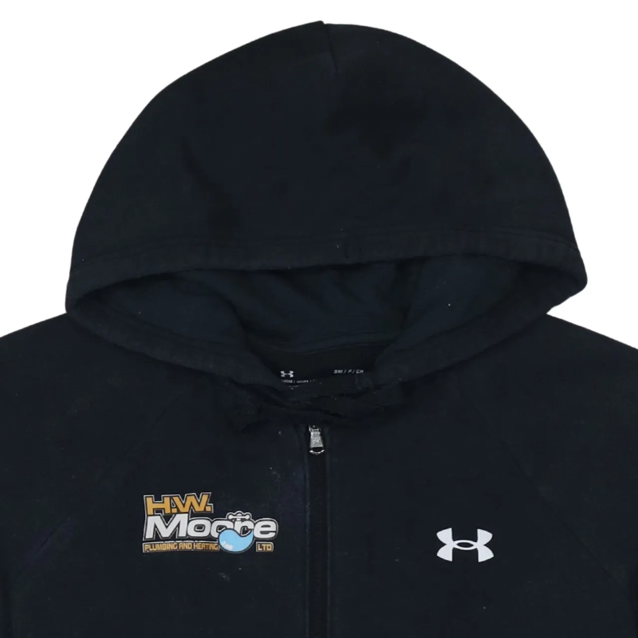 Under Armour Black Full Zip Hoodie Men's Small Printed Chest Logos Front Pockets Fleece Sweatshirt sold by Vintage Club product image thumbnail 3