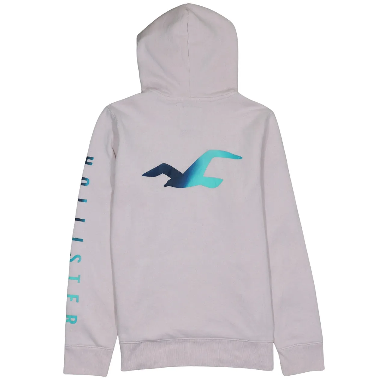 Hollister Light Pink Hoodie Women’s Large Printed Logo Sleeve Graphic Pullover Sweatshirt sold by Vintage Club product image thumbnail 2