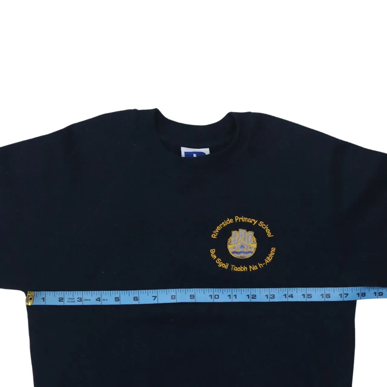 Russell Athletic Navy Blue Sweatshirt Women's 2XL Embroidered School Crest Logo Pullover Fleece Top sold by Vintage Club product image thumbnail 5