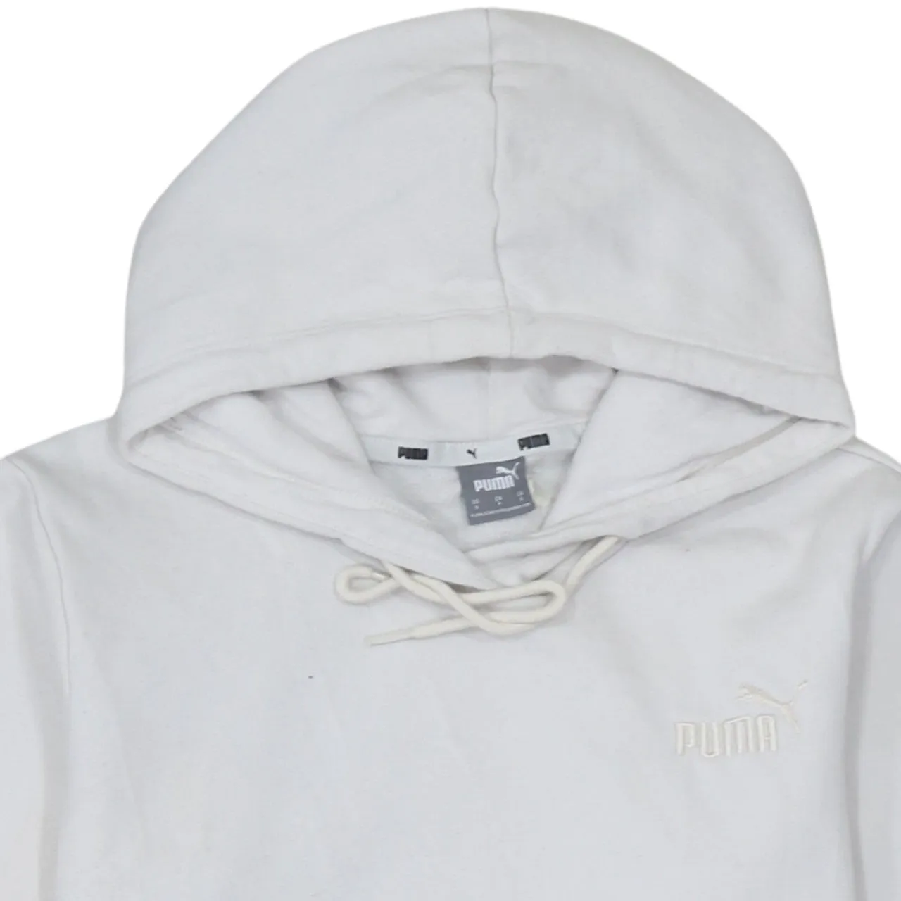 Puma White Hoodie Women’s Small Embroidered Chest Logo Drawstring Hood Front Pocket Sweatshirt sold by Vintage Club product image thumbnail 3