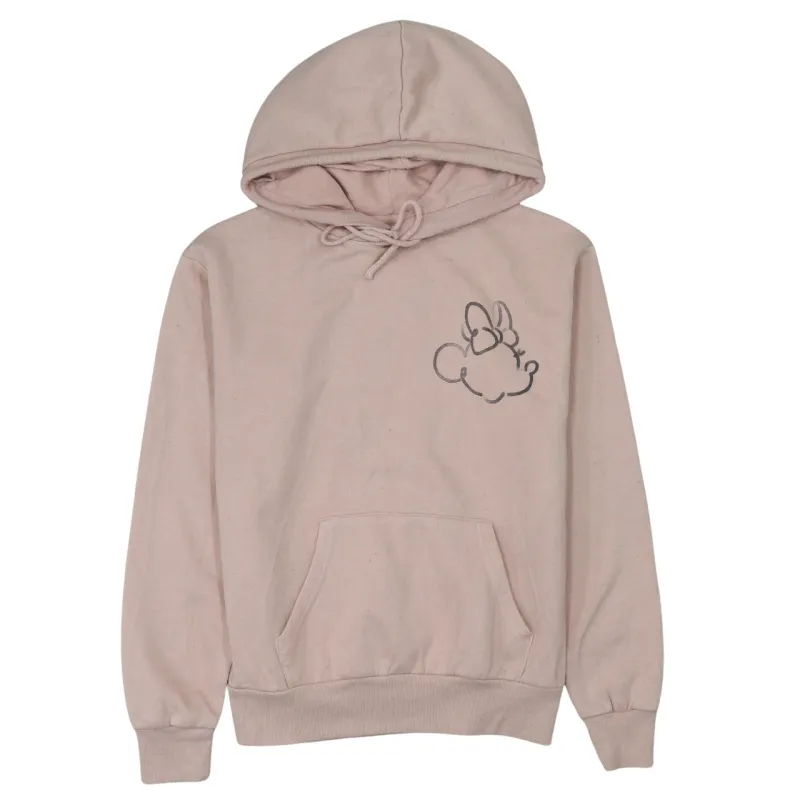 Disney Pink Hoodie Women’s XXSmall Printed Minnie Outline Fleece Pullover Sweatshirt sold by Vintage Club
