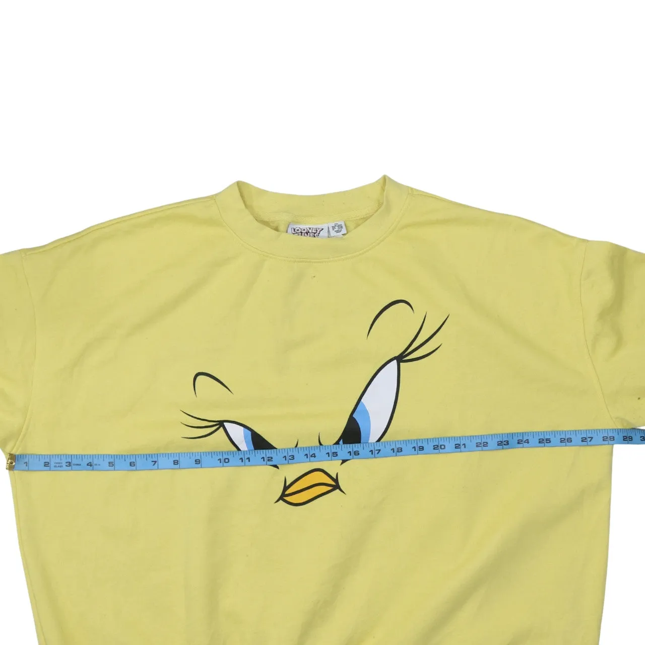 Looney Tunes Pastel Yellow Sweatshirt Women’s 2XL Tweety Printed Face Crewneck Pullover Top sold by Vintage Club product image thumbnail 5